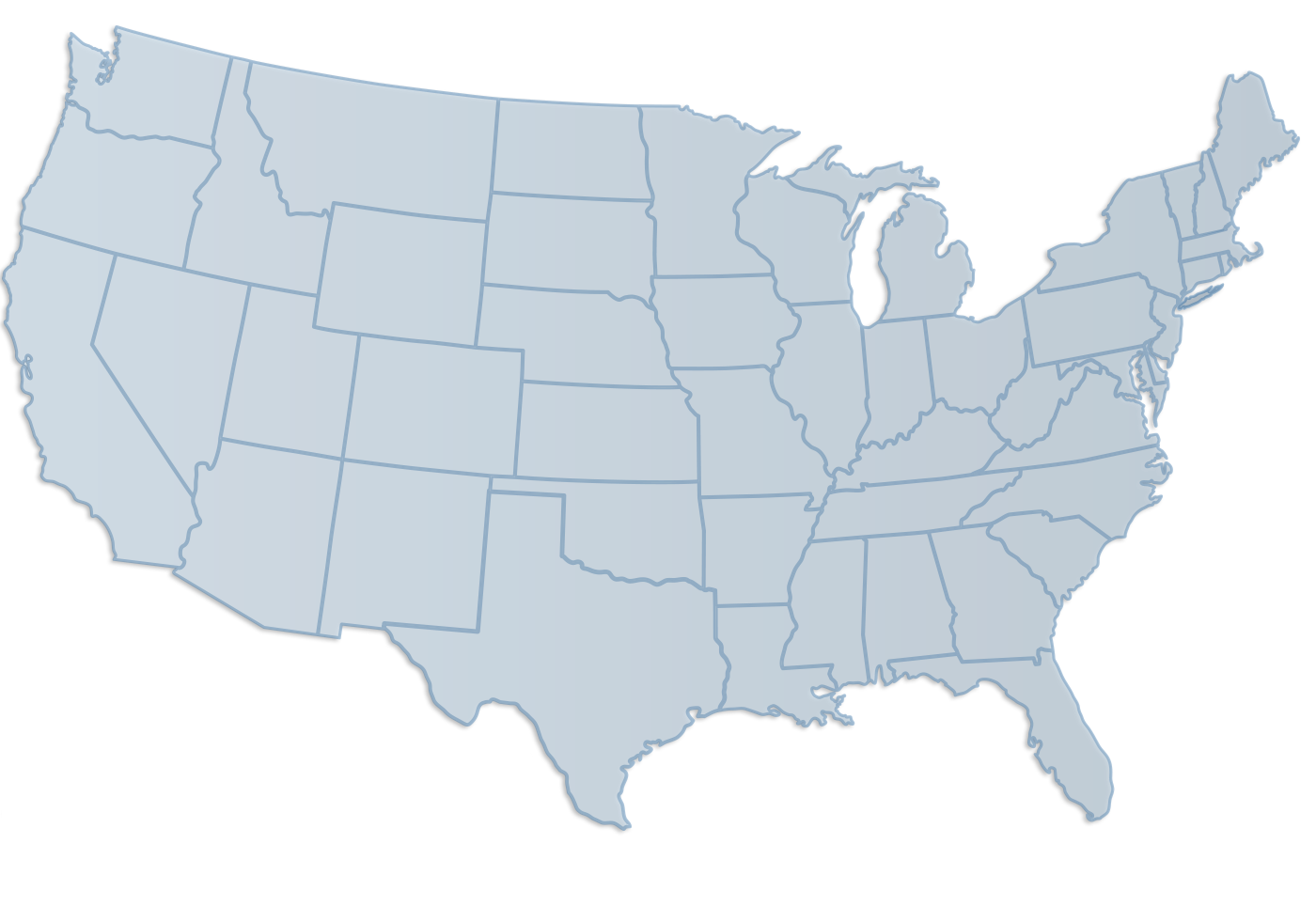 United States map with state boundaries